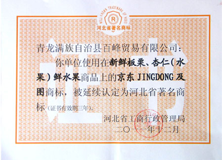 2011年河北省著名商标企业证书