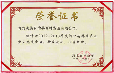 2012-2013年度河北省林果产业重点龙头企业